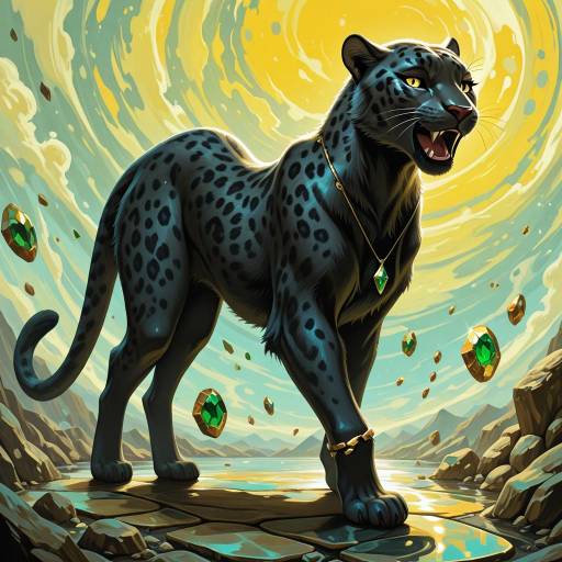 Sleek Panther Portrait with Vibrant Accessories Sleek Panther Portrait with Vibrant Accessories