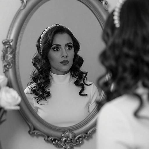 Elegant Curly Haired Woman Reflection