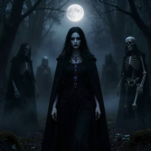 Gothic Woman in Haunted Forest