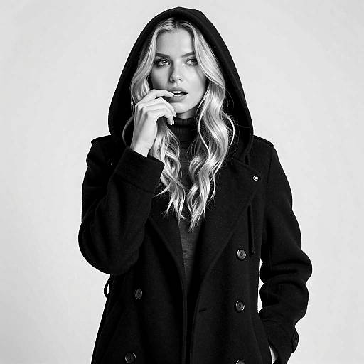 Chic Black-and-White Portrait of Woman