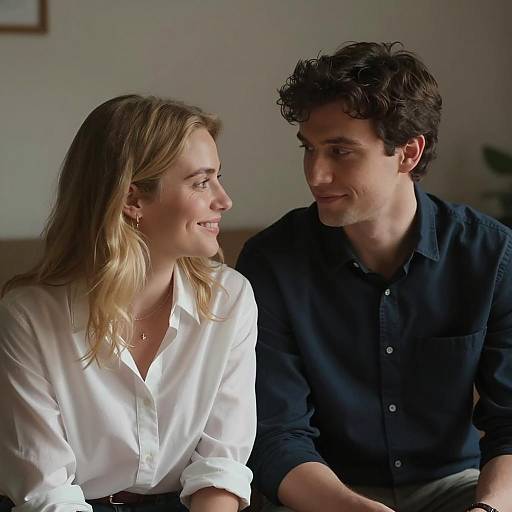 Intimate Moment in a Dimly Lit Room