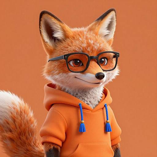 Friendly Anthropomorphic Fox in Hoodie