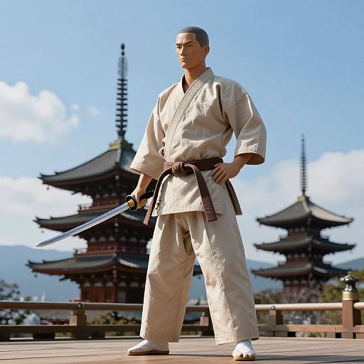 Traditional Karate Mannequin with Sword