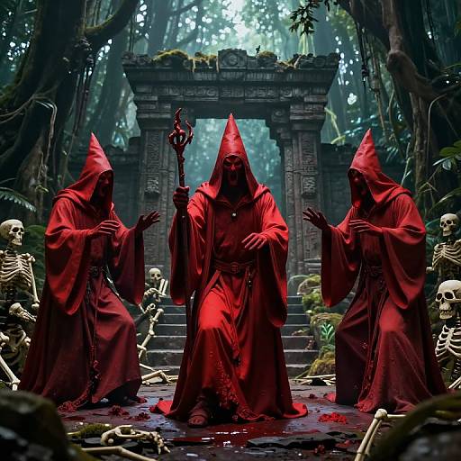 Menacing Red Wizards Ritual Scene