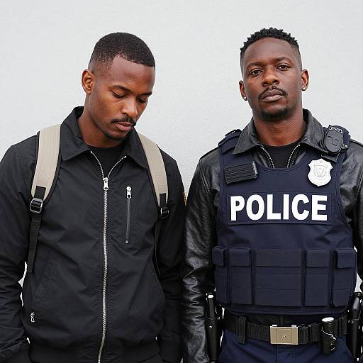 Serious Men Against Speckled Wall