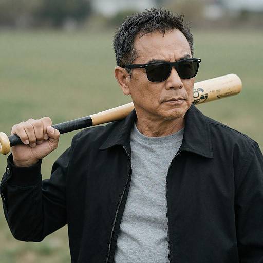 Middle-aged Man Holding Baseball Bat