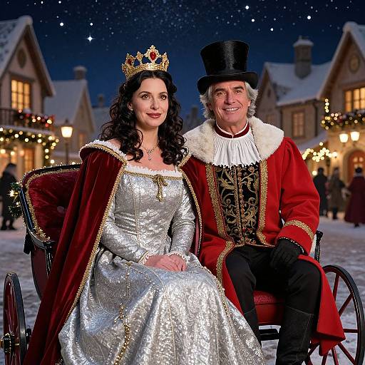 Royal Christmas Couple in Vintage Scene