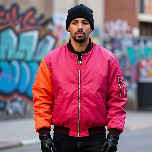 Bold Streetwear Bomber Jacket Portrait