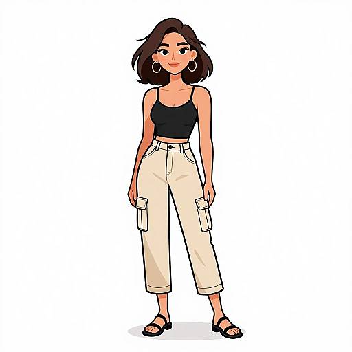 Smiling Woman in Casual Chic Outfit