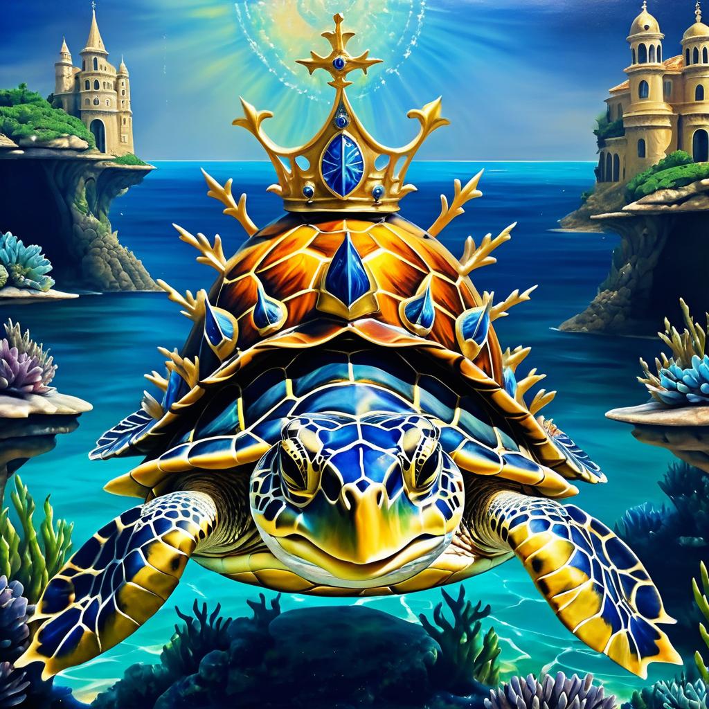 Surreal Renaissance Turtle Honoring Poseidon