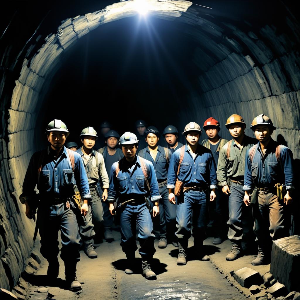 Revolutionary Miners in Dim Tunnel