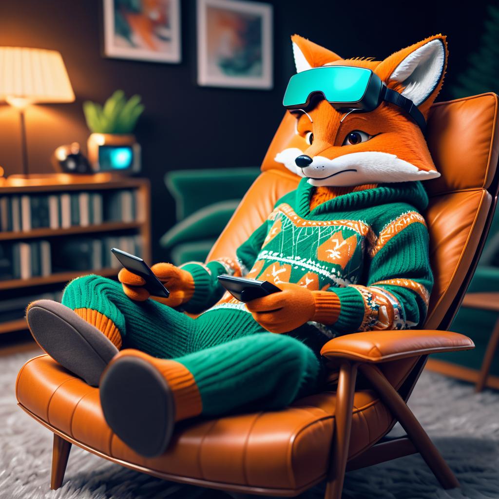 Cozy Virtual Reality Fox in Sweater