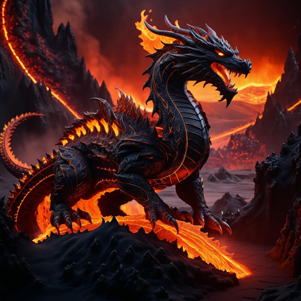 Epic Fantasy Volcanic Dragon Landscape