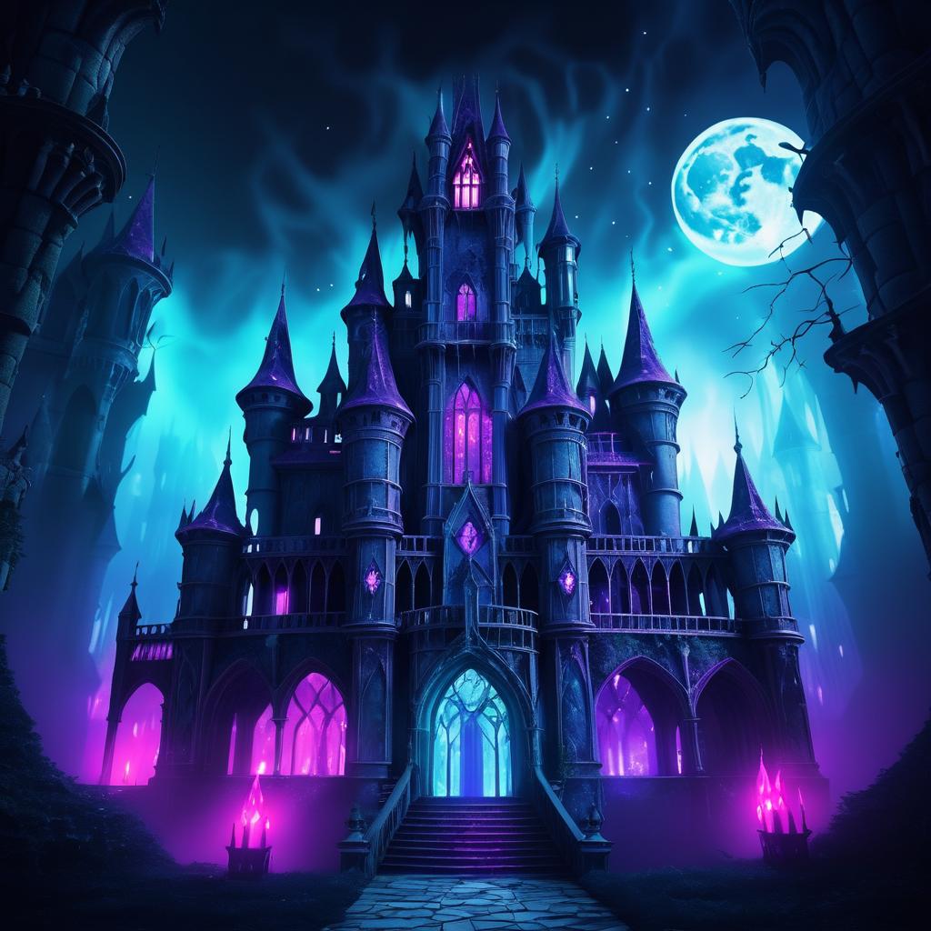 Haunted Castle with Ghosts in Fantasy