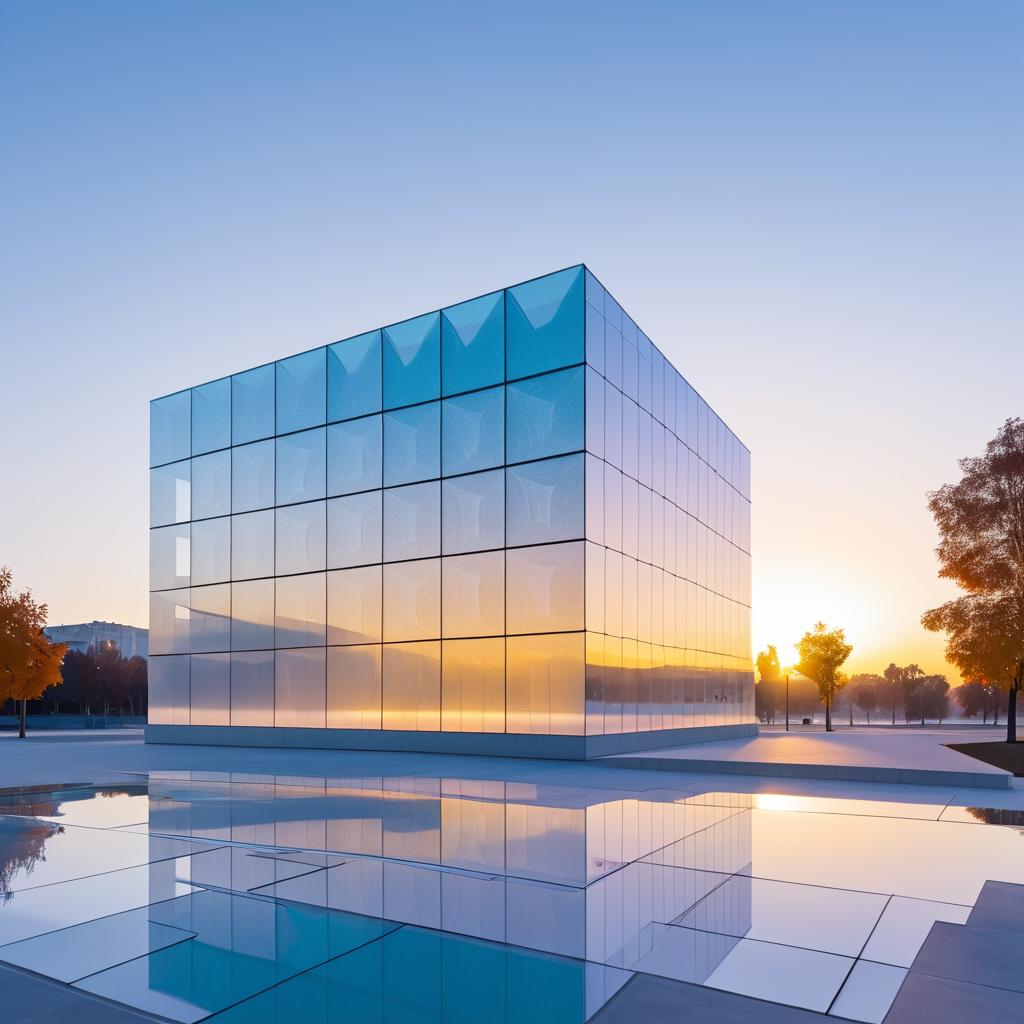 Quartz-Shaped Glass Building at Dawn