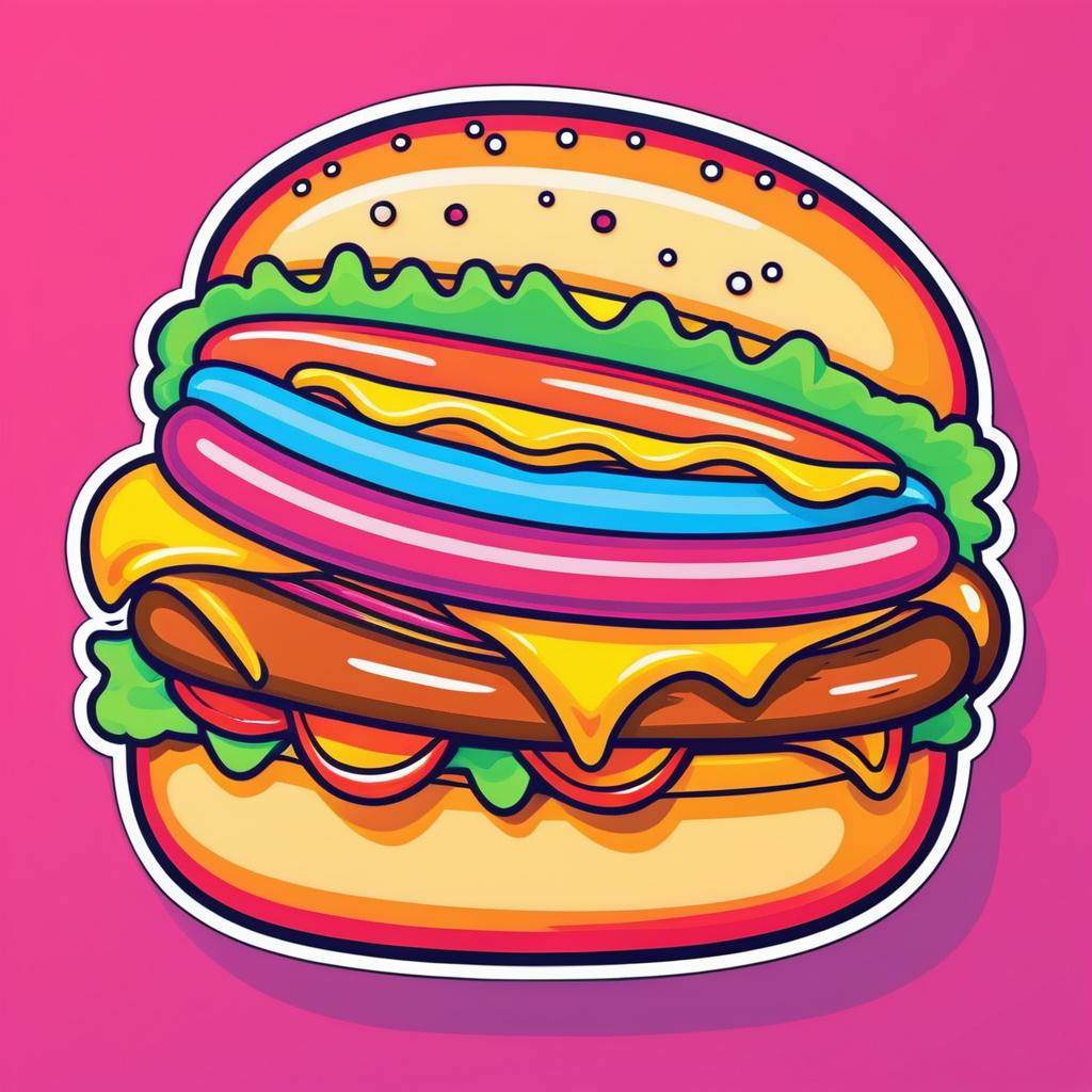 Vibrant Hot Dog Pop Art Sticker Design