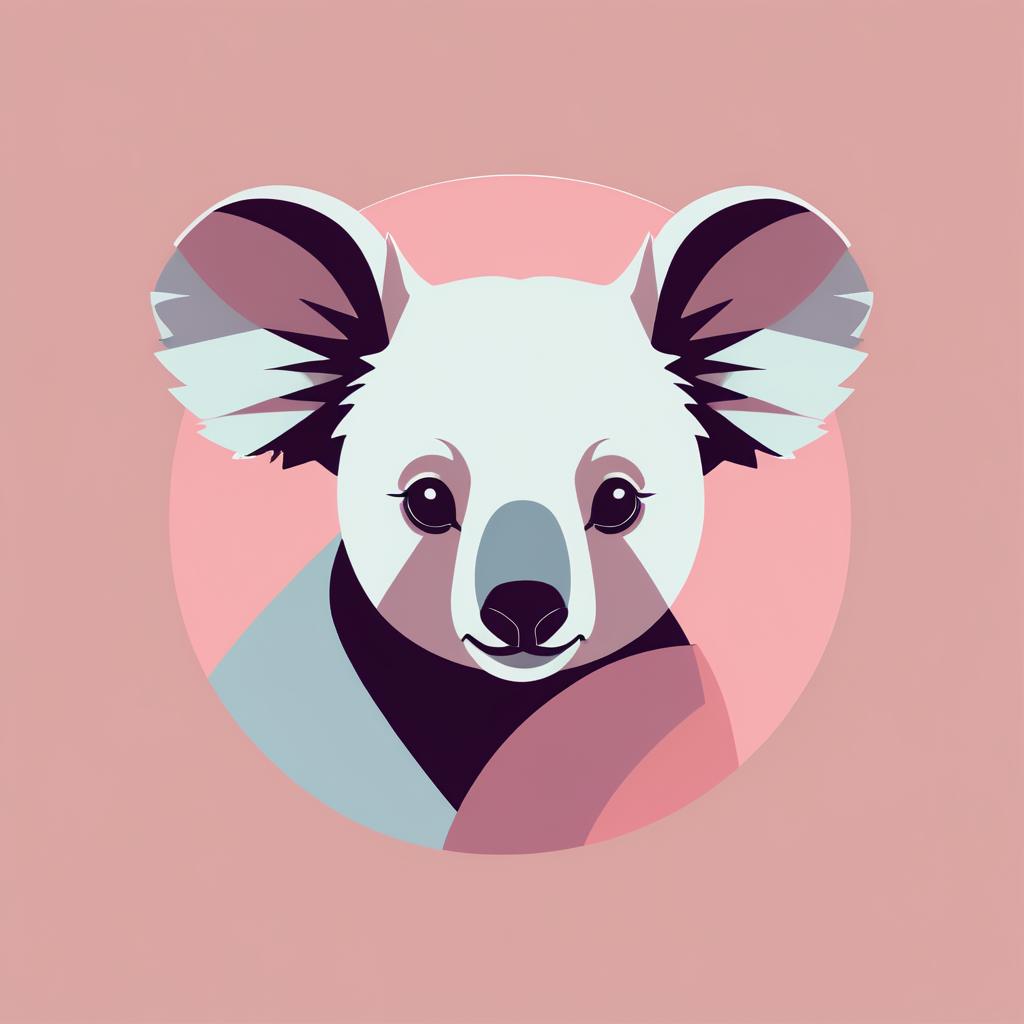 Minimalist Koala Illustration in Dusty Rose