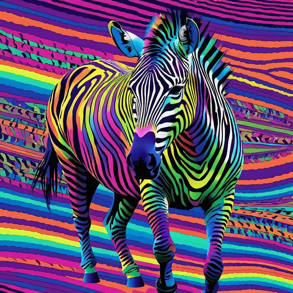 Vibrant Psychedelic Zebra Artwork