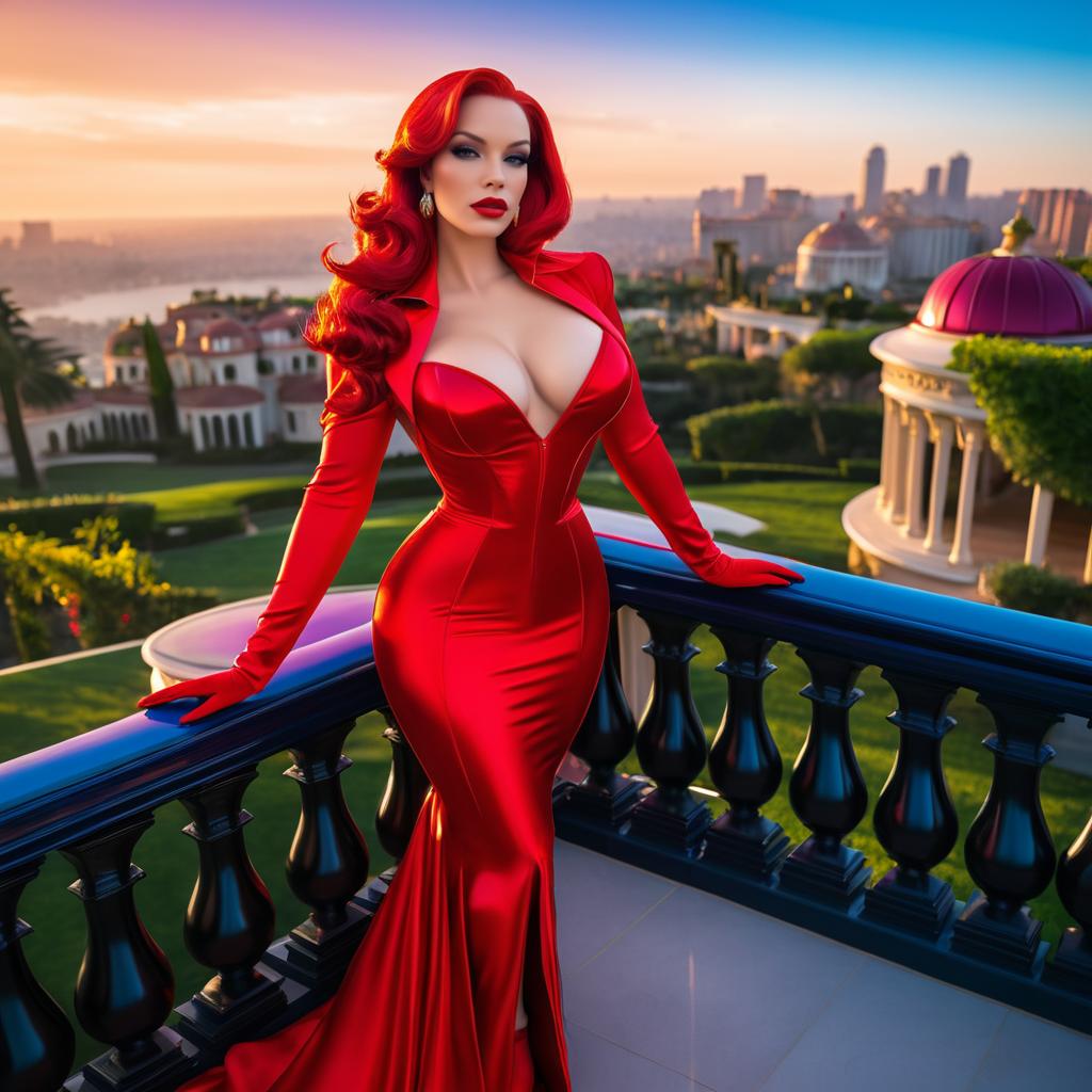 Glamorous Superheroine Jessica Rabbit on Balcony