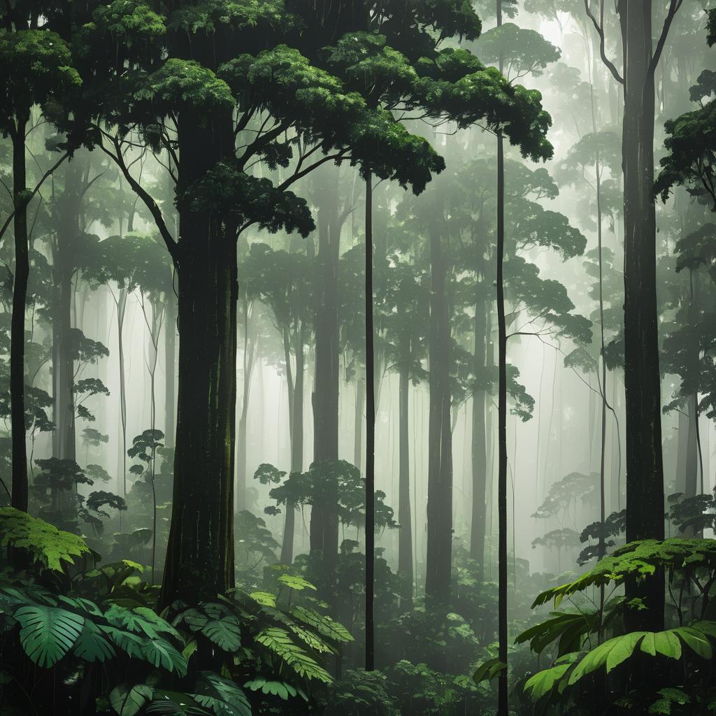 Serene Rainforest Canopy with Soft Light