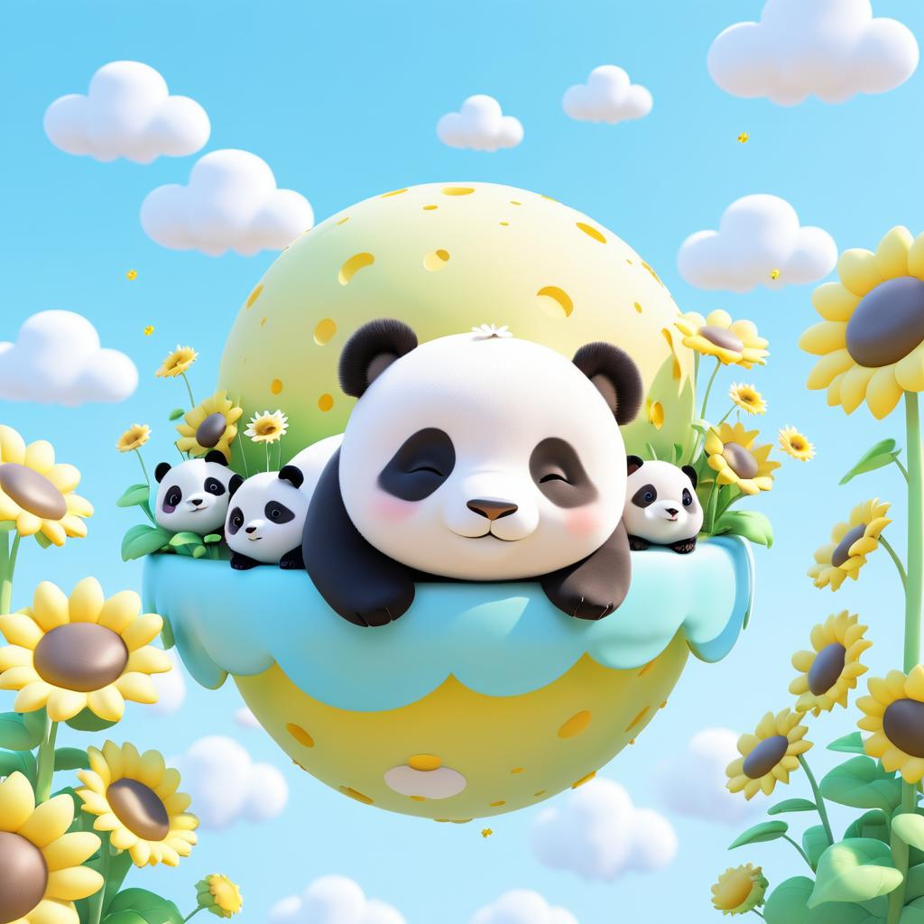 Charming Baby Panda on Dreamy Cloud