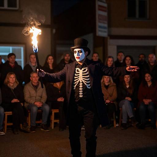 Captivating Nighttime Street Performance Scene
