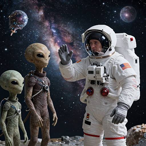 Astronaut Meets Aliens: Cosmic Diplomacy