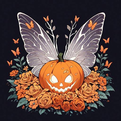 Elegant Skeleton with Autumnal Motifs Elegant Skeleton with Autumnal Motifs