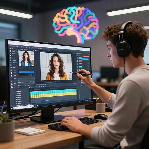 Futuristic AI Creative Editing Workspace