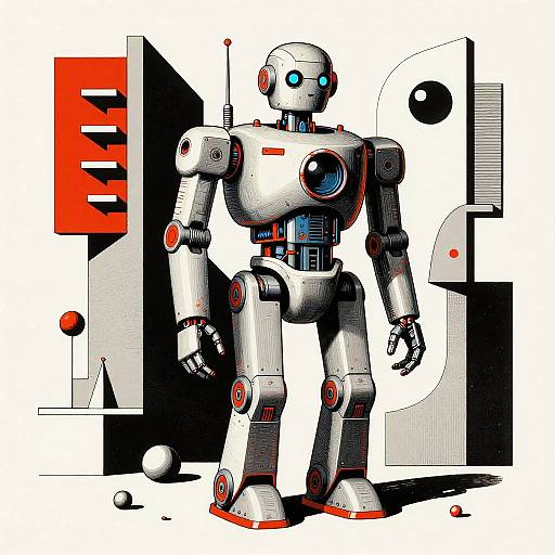 Futuristic Robot Brutalism Illustration