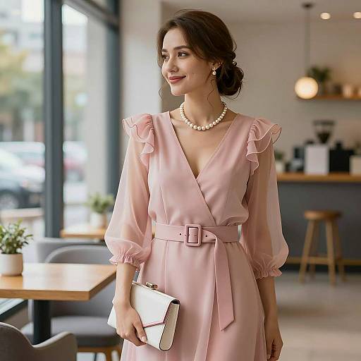 Elegant Pink Wedding Guest Outfit Photography