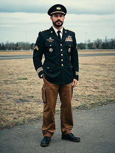 Man in Military Uniform Outdoors