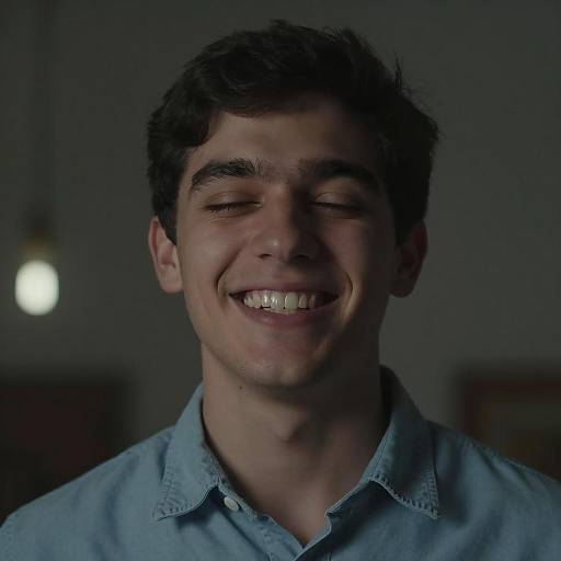 Smiling Young Man in Dim Light