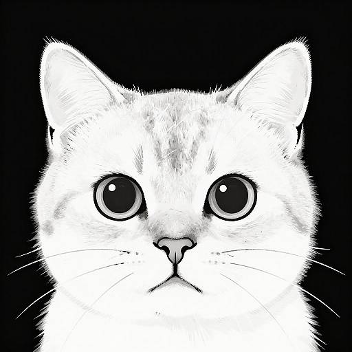 Minimalist Black and White Cat Illustration