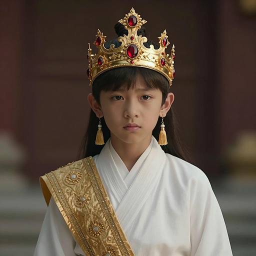 Young Boy in Regal Goddess Costume