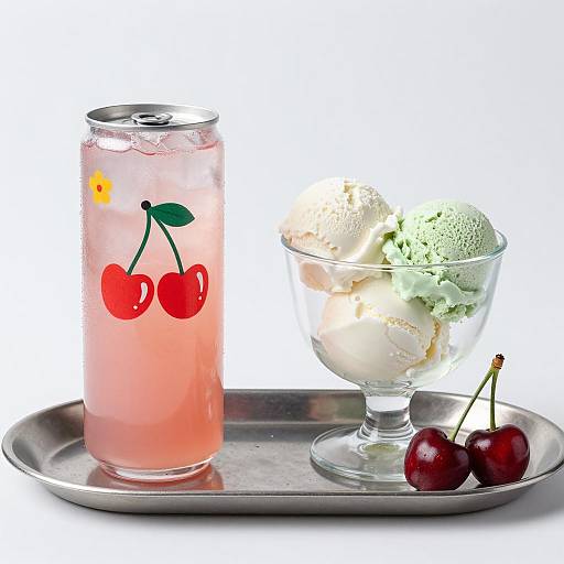 Vibrant Pink Drink with Floral Design