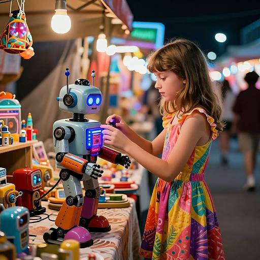 Cyberpunk Girl and Biomechanical Robot