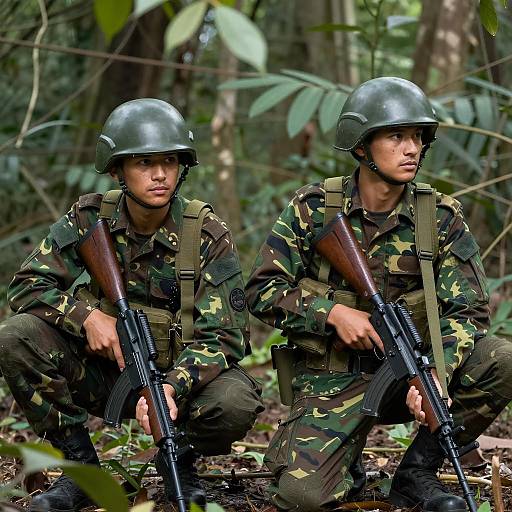 Two Soldiers in Jungle Camouflage