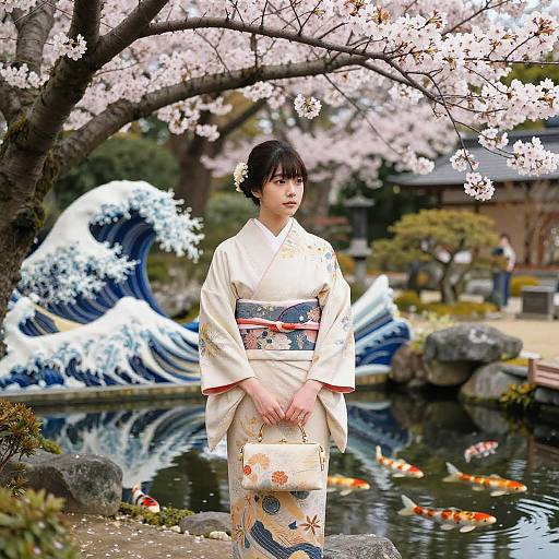 Serene Tasunami Youtoku in Japanese Garden