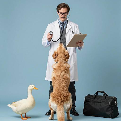 Veterinarian with Pets: A Charming Scene