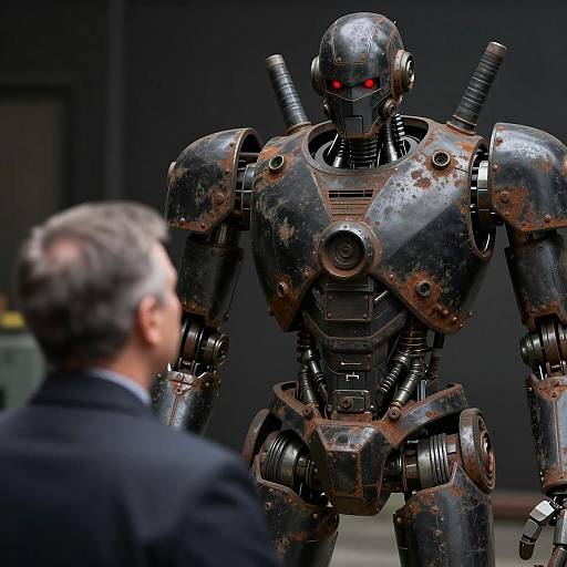 Gritty Encounter: Robot and Soldier