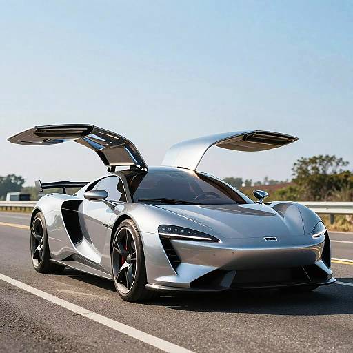 Futuristic Silver Flying Car Photo