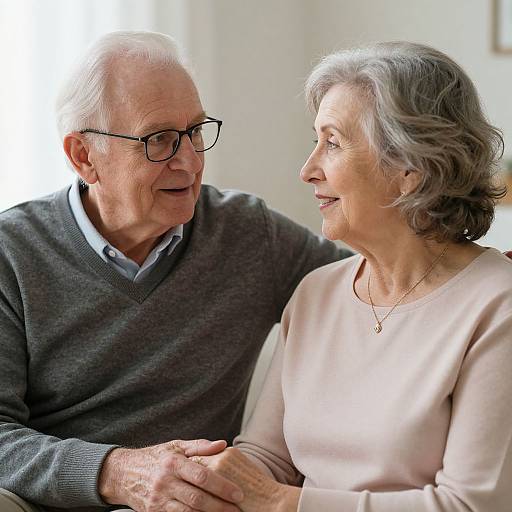 Elderly Couple Sharing Warm Conversation