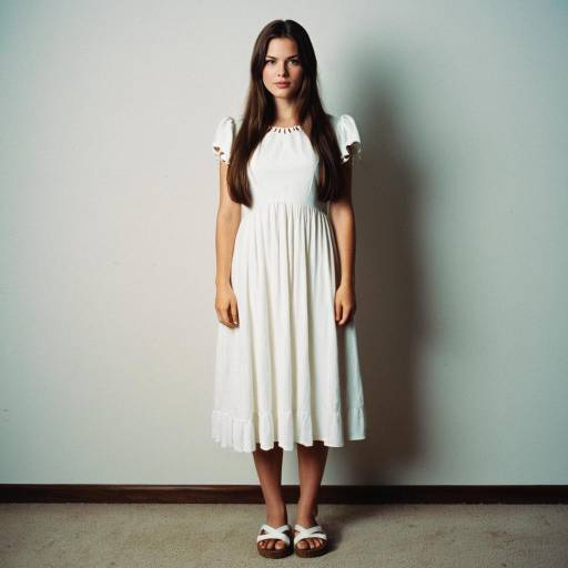 Woman in White Dress Standing Indoors