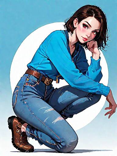 Stylish Woman in Casual Denim Outfit