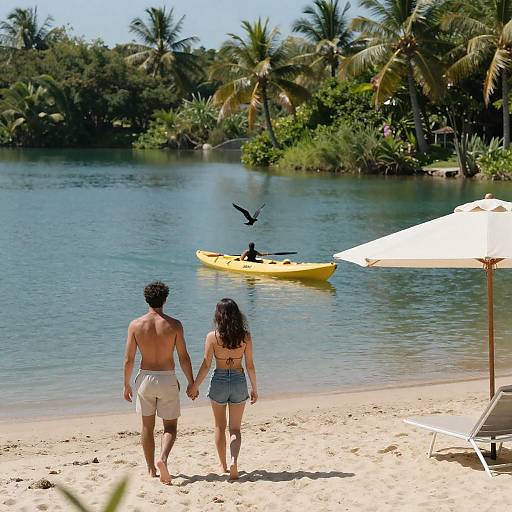 Couple Walking on a Tropical Beach