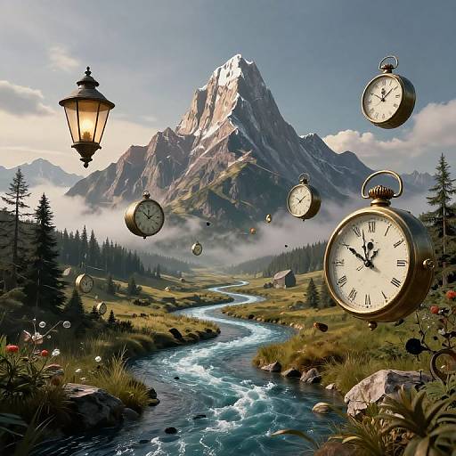 Surreal Time's Gravity-Defying Journey