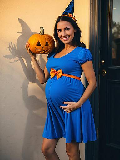 Funny Pregnant Woman Halloween Pose