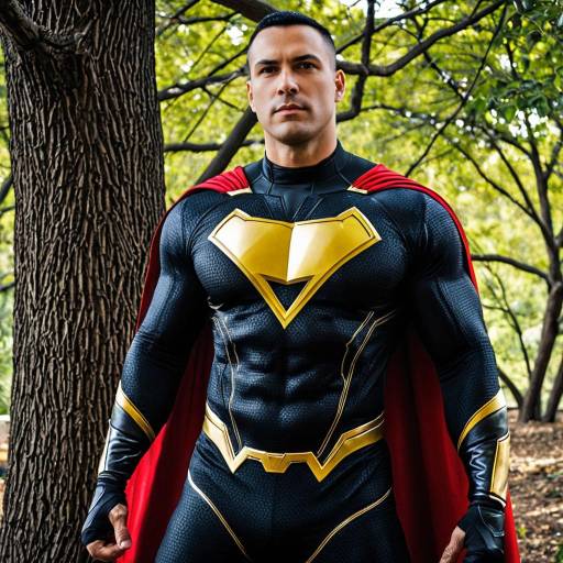 Black Adam Cosplayer in Outdoor Setting