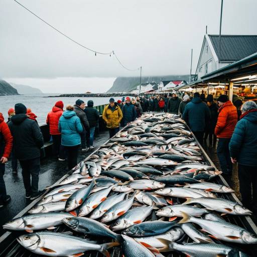 Busy Fish Market by Norwegian Coast